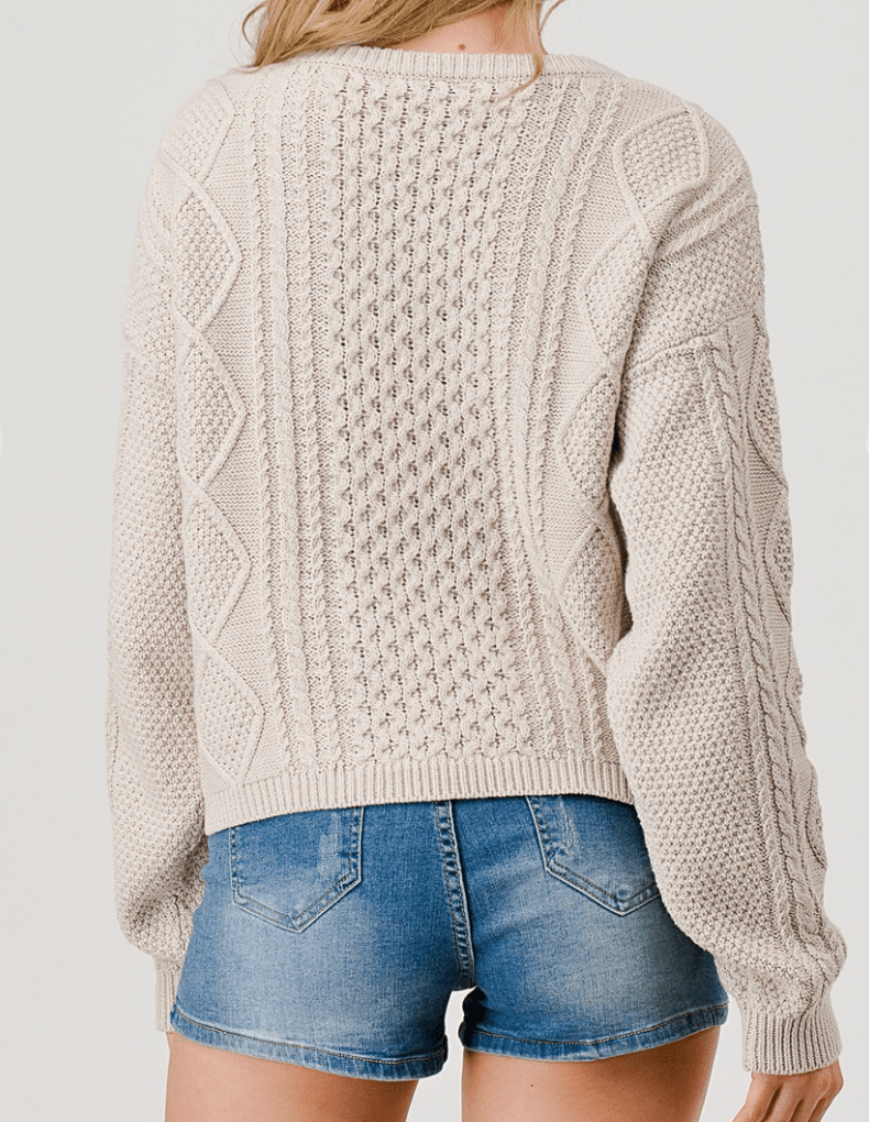 Cable Braid Knit Cropped Sweater Top BY 75