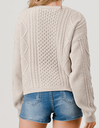 Cable Braid Knit Cropped Sweater Top BY 75