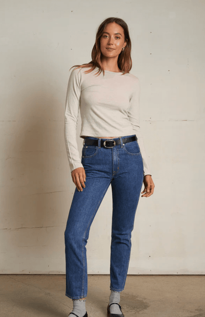 Recycled Cotton Long Sleeve Crew Neck BY PERFECT WHITE TEE