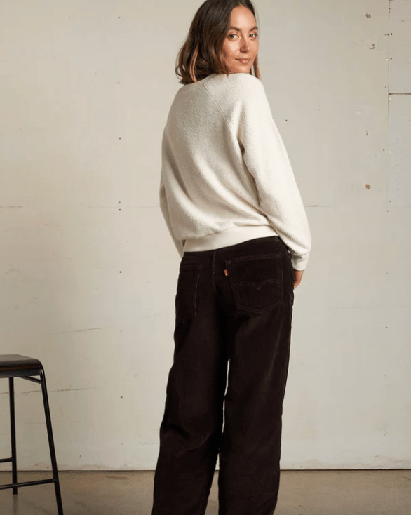 Zuri Reverse Fleece Vneck Raglan Sweatshirt by PERFECT WHITE TEE