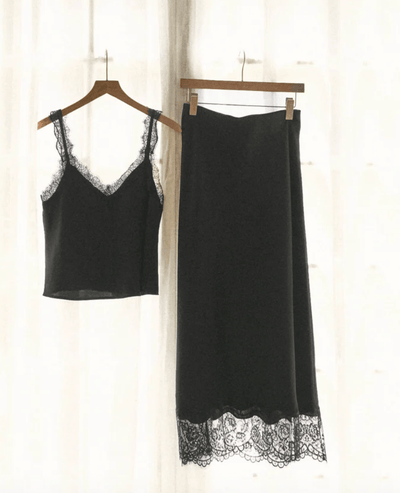 Cinder Lace Satin Midi Skirt by Z SUPPLY