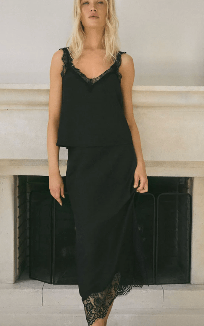 Cinder Lace Satin Midi Skirt by Z SUPPLY