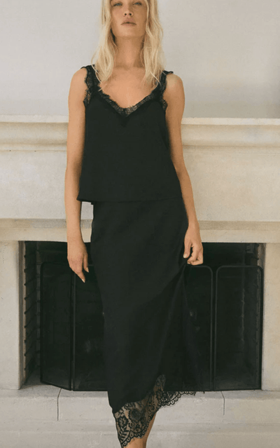 Cinder Lace Satin Midi Skirt by Z SUPPLY