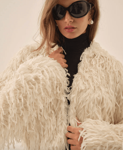 RUFFLE FAUX FEATHER JACKET BY FOR LOVE AND LEMONS