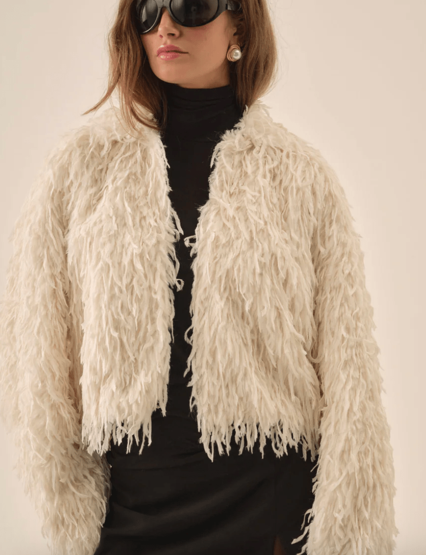 RUFFLE FAUX FEATHER JACKET BY FOR LOVE AND LEMONS