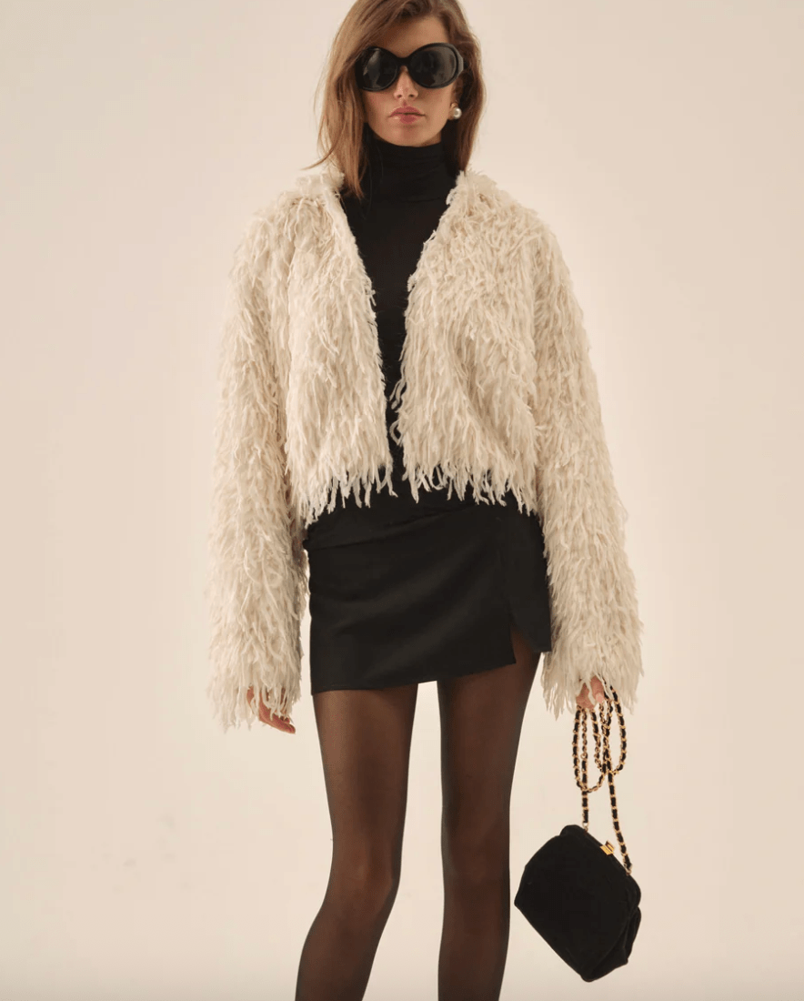 RUFFLE FAUX FEATHER JACKET BY FOR LOVE AND LEMONS