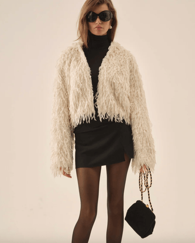 RUFFLE FAUX FEATHER JACKET BY FOR LOVE AND LEMONS