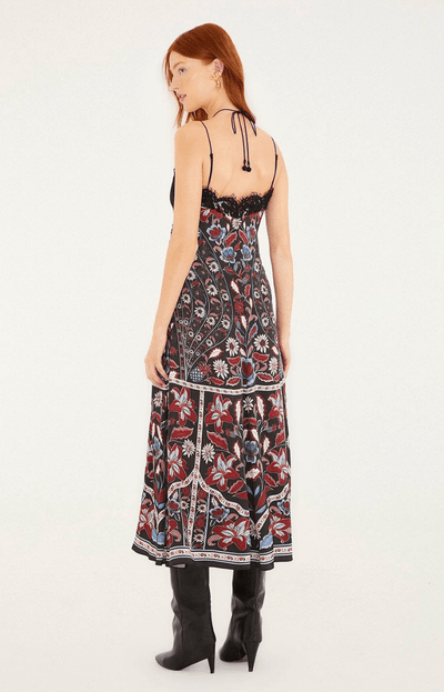 Black Marcelle Lace Lenzing Slip Midi Dress BY FARM RIO