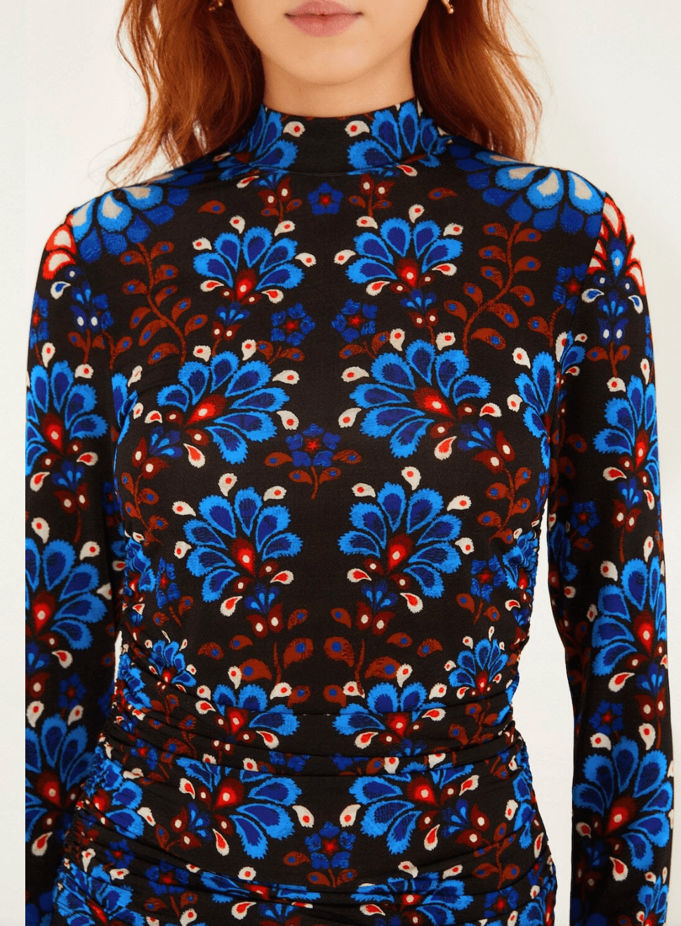 Black Latina Scarf High Neck Jersey Blouse BY FARM RIO