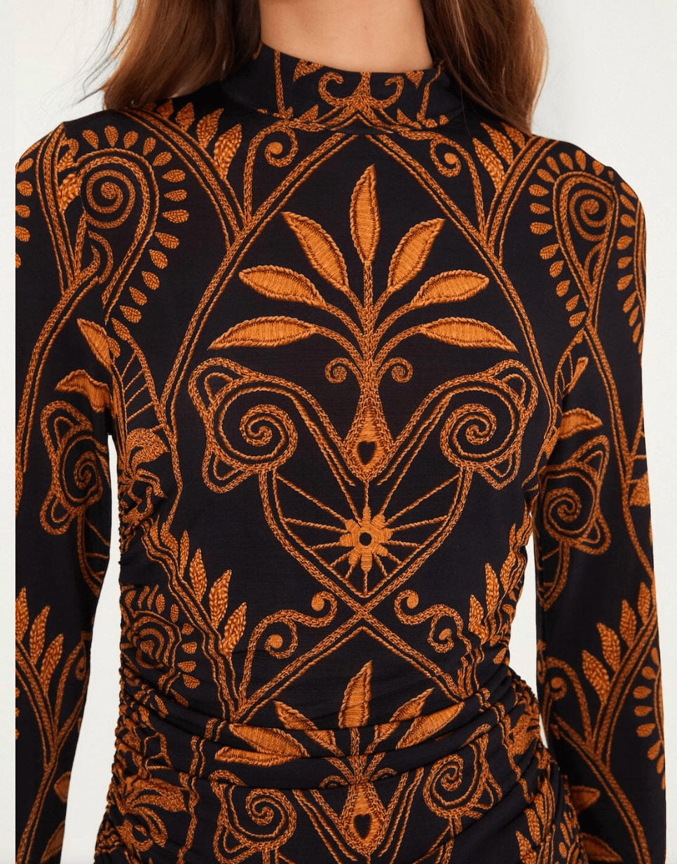 Black Cornely Ainika Ruched Blouse BY FARM RIO (Copy)