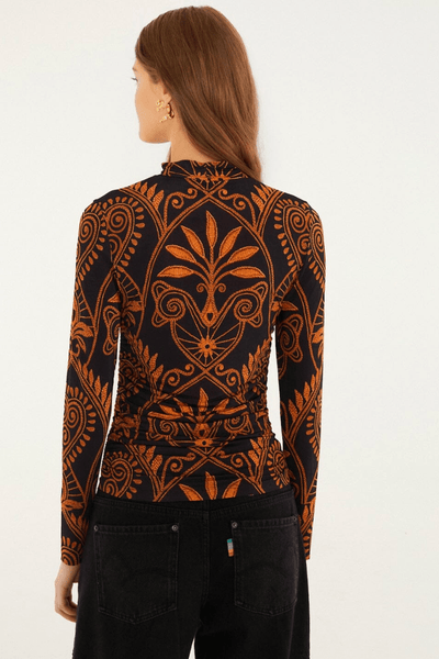 Black Cornely Ainika Ruched Blouse BY FARM RIO (Copy)