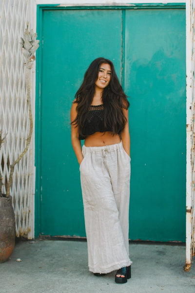 Driftwood Linen Wide-Leg Pants by 75