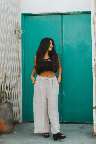 Driftwood Linen Wide-Leg Pants by 75