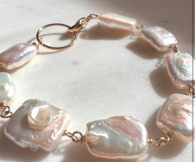 Fresh Water Pearl Bracelet with Rectangle Shape