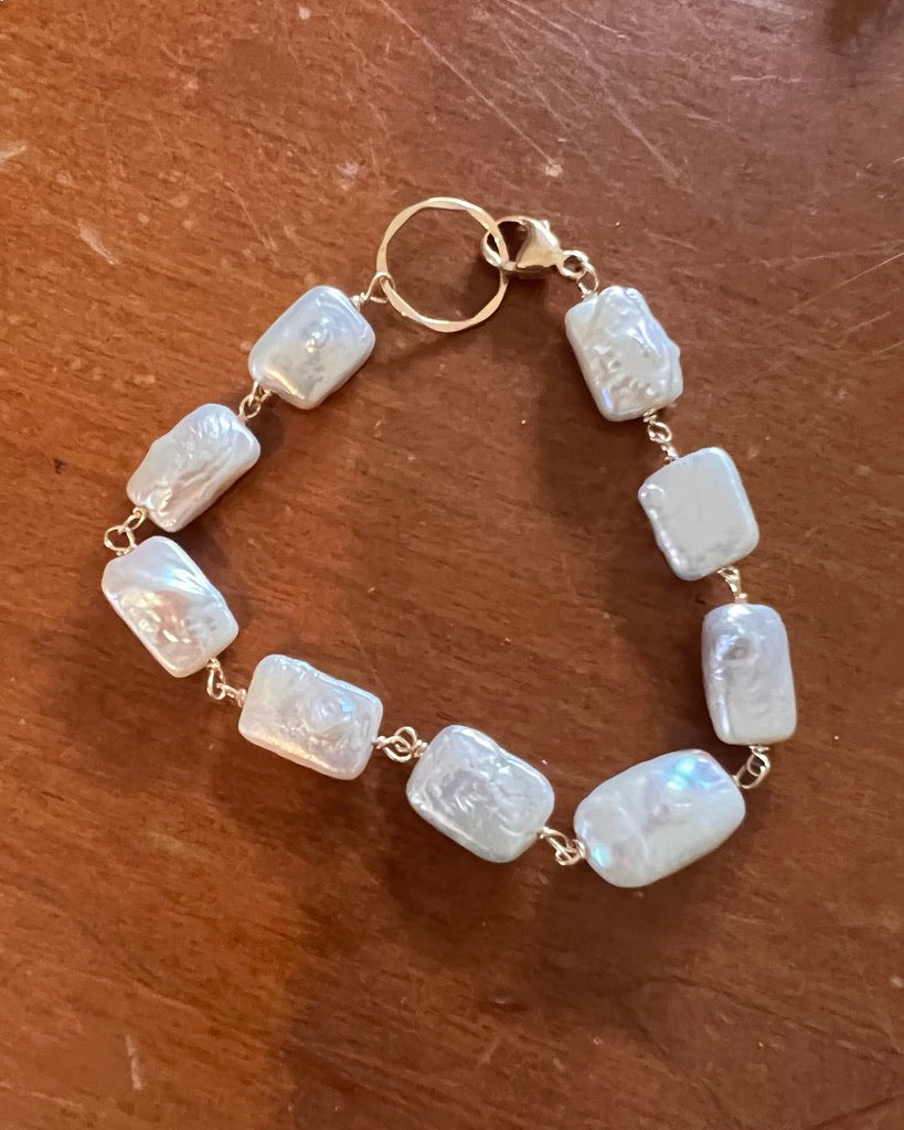 Fresh Water Pearl Bracelet with Rectangle Shape