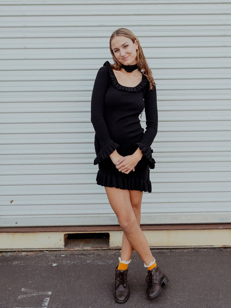 stevie sweetheart mini dress in black metallic For Love & Lemons