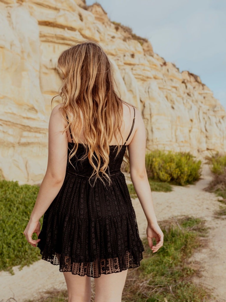 Lace Mini Dress with a Tiered Skirt