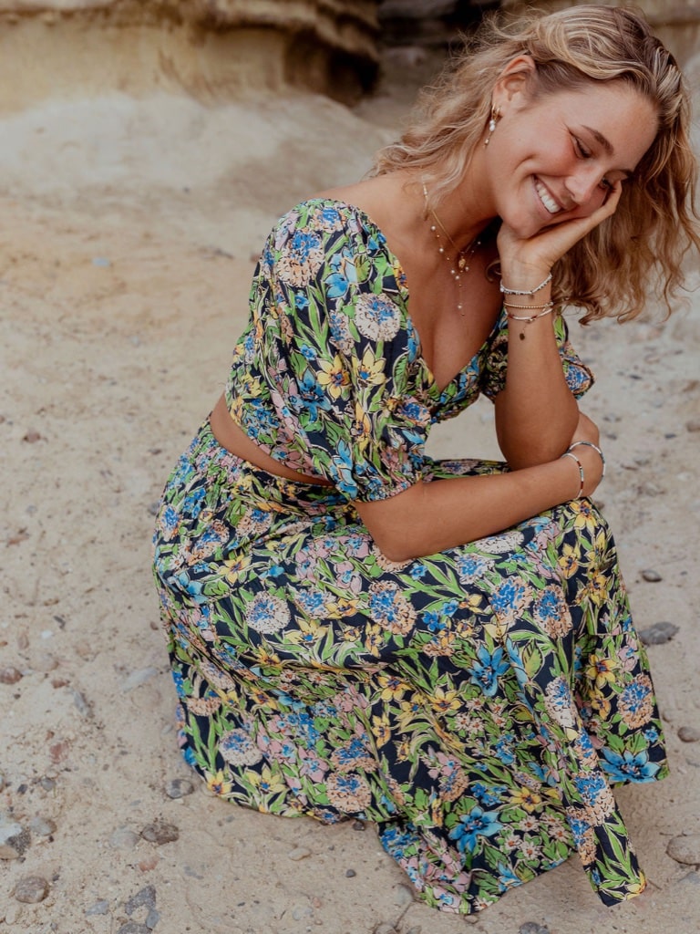 Floral Short Sleeve Crop Top