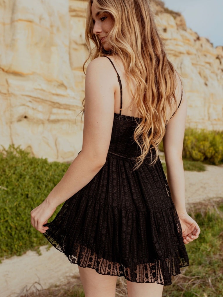 Lace Mini Dress with a Tiered Skirt