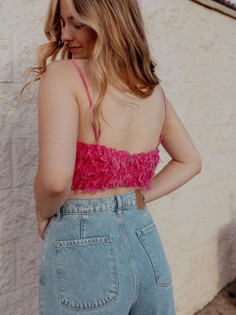 Faux Ostrich Feather Crop Top by Cotton Candy LA