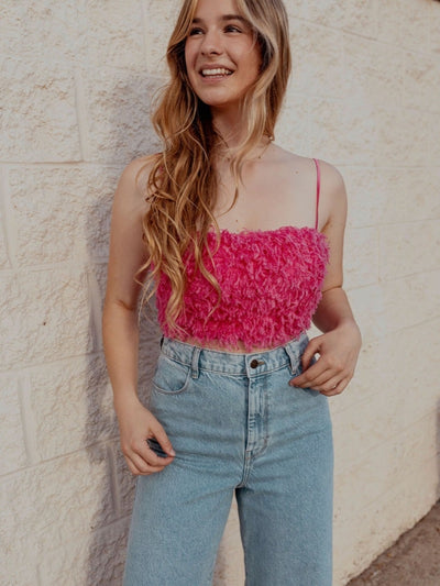 Faux Ostrich Feather Crop Top by Cotton Candy LA