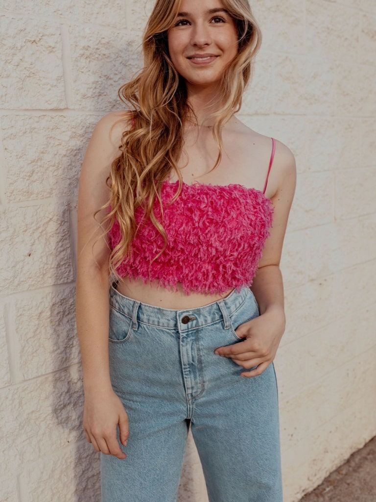 Faux Ostrich Feather Crop Top by Cotton Candy LA