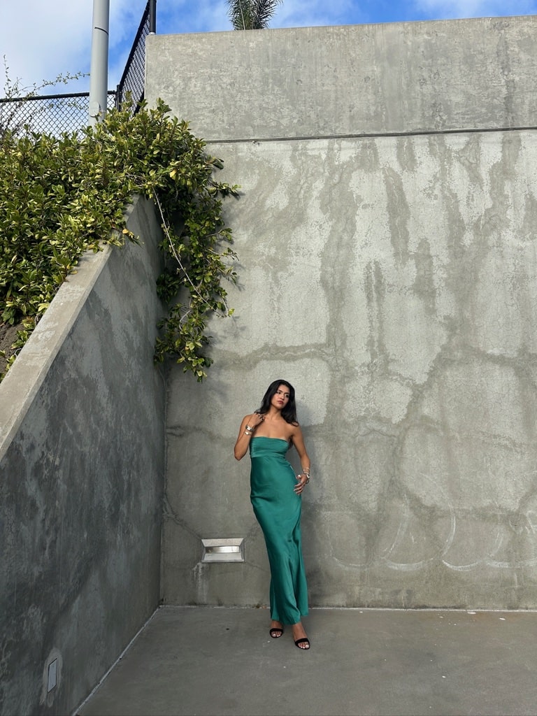 green emerald velvet dress Emerald Waters Strapless Maxi Dress by 75 Jade / L by 75 Degrees and Fuzzy