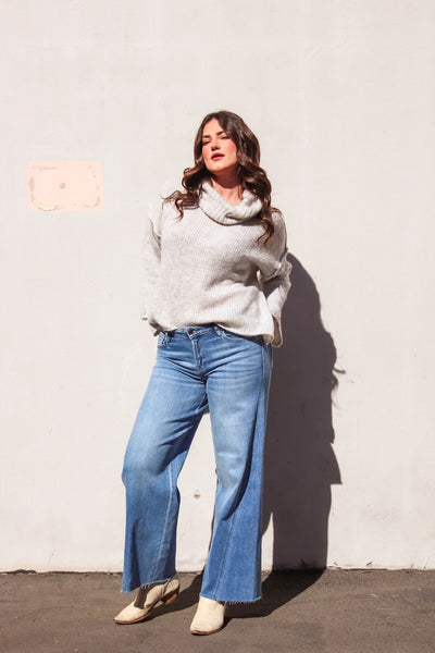 Oversized Drop Sleeve Turtle Neck Sweater by 75