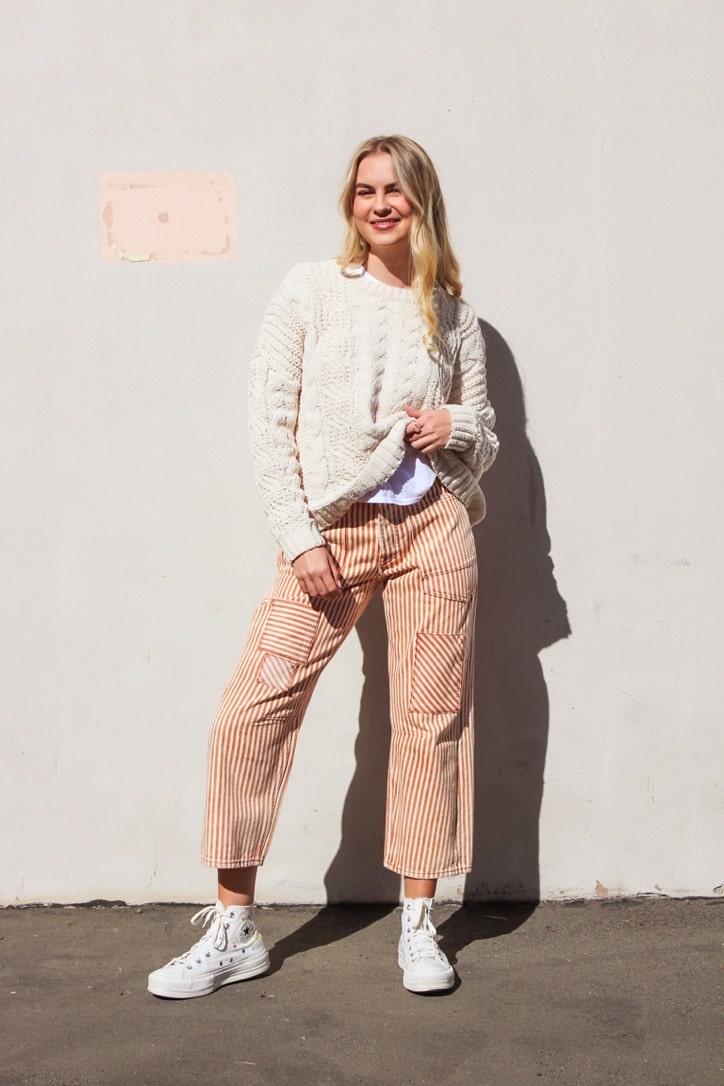 Chenille Crochet Knit Sweater by 75