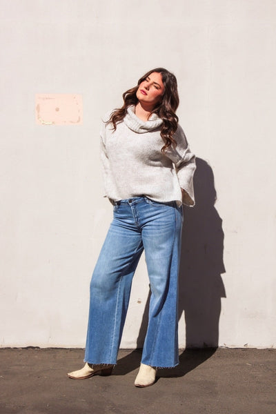 Oversized Drop Sleeve Turtle Neck Sweater by 75