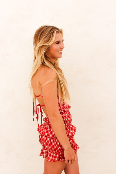 Cherry Spritz Gingham Mini Dress BY 75