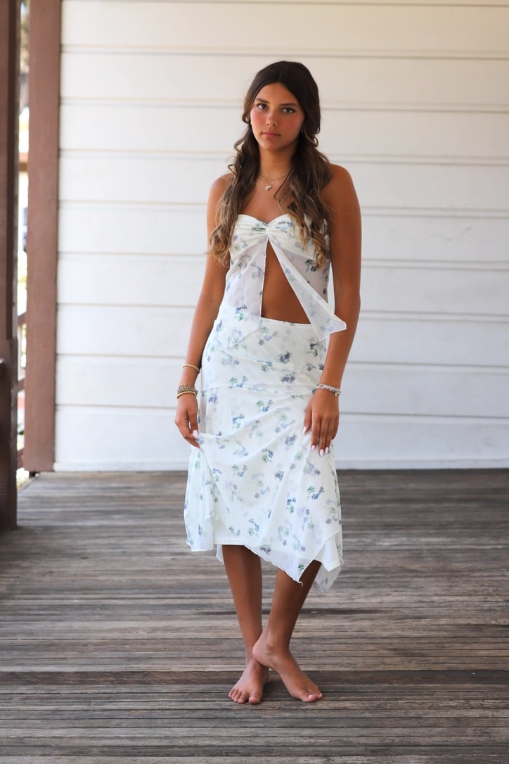 Wildflower Drift Asymmetrical Midi Skirt by 75