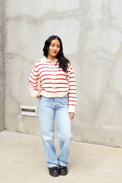 Sunset Sail Striped Knit Cardigan by 75