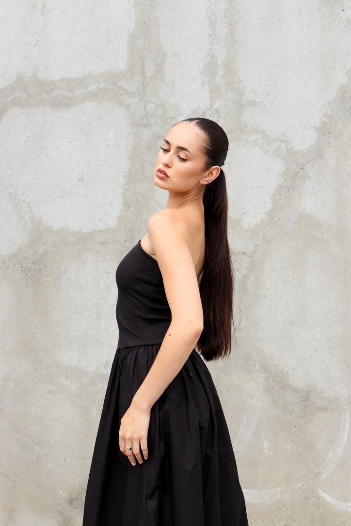 Kai Woven Poplin Strapless Dress by Perfect White Tee