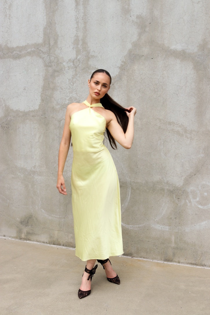 Limoncello Dreams Satin Midi Dress by 75