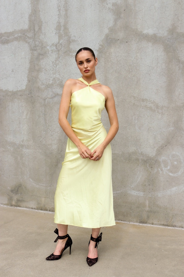 Limoncello Dreams Satin Midi Dress by 75