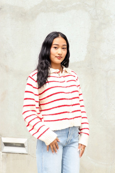 Sunset Sail Striped Knit Cardigan by 75