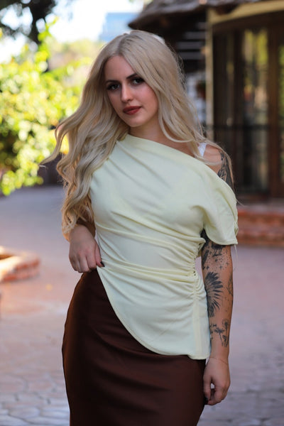 Sunset Stroll Asymmetrical Ruched Top by 75