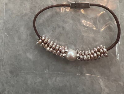 Moon Tide Pearl Leather Bracelet by Martell Studio