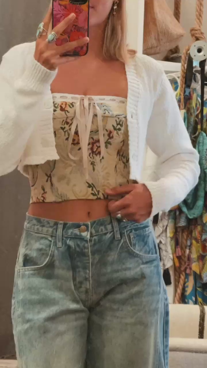 Jolla Tapestry Floral Print Corset Top