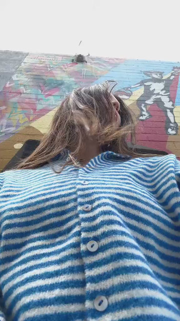 Seaside Stripes Button-Back Cardigan by 75