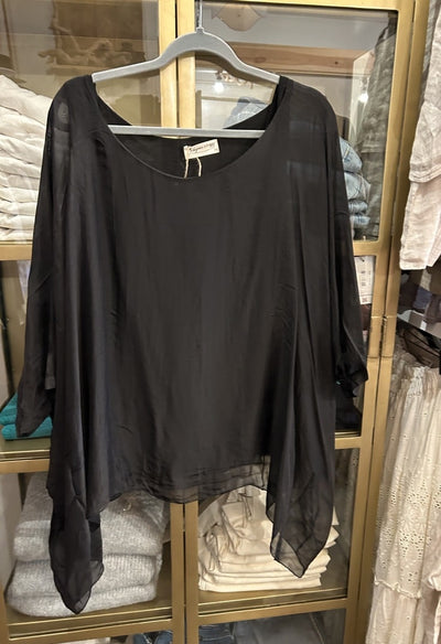 Italian Silk Jackie Top with Waterfall Sides