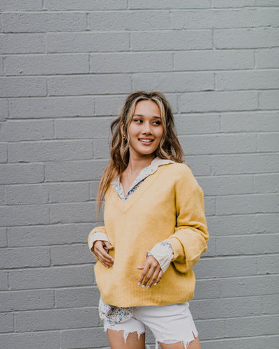 Gold V-Neck Sweater