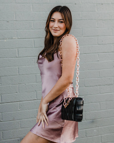 Cowl Neck Criss-Cross Strap Slip Dress