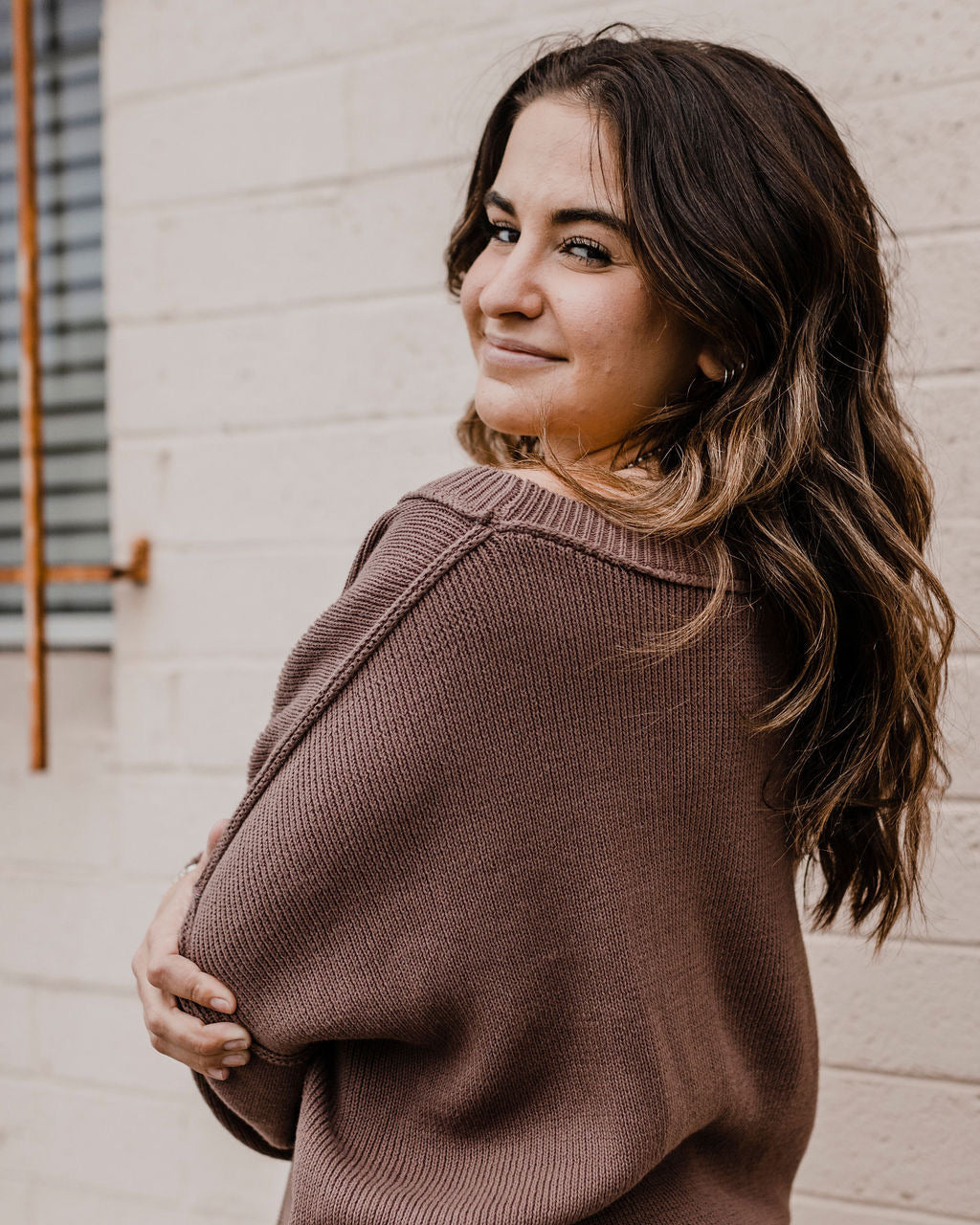 Contrast Stitch Drop Shoulder Sweater by 75