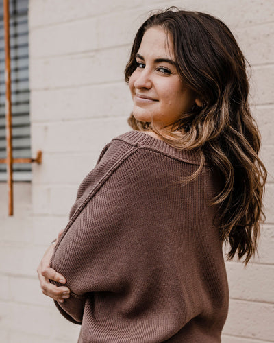 Contrast Stitch Drop Shoulder Sweater by 75
