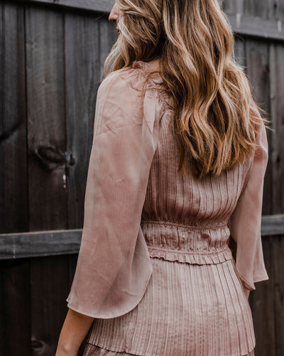 Dusty Rose Pleated Layered Dress by Current Air