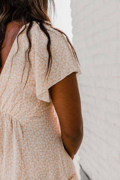 Ditsy Flutter Sleeve Swing Dress