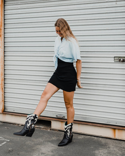 Short Sleeve Tie Front Button Down by Bela Dahl
