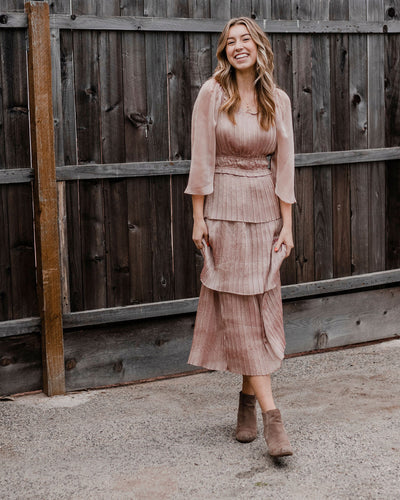 Dusty Rose Pleated Layered Dress by Current Air